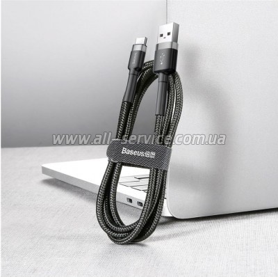 ���� ������ USB 2.0 AM to USB-C 3.0m 2A Gray-Black Baseus (CATKLF-UG1)