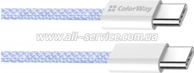 ���� ������ ColorWay USB-C to USB-C 1.0m 60W 3.0� purple (CW-CBPDCC061-PU)