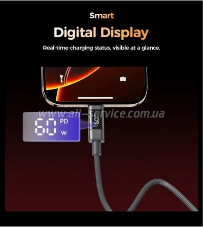 ���� ������ USB-C to USB-C 1.2m PD60W magnetic digital display nylon gray Choetech (XCC-1067-GY)
