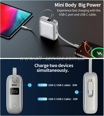 ������� ������������� Choetech 10000mAh 35W PD Silver (B832-SL)