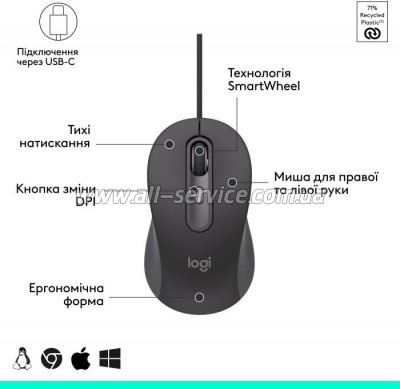 Logitech Signature M520 for Business USB-C Graphite (910-007511)