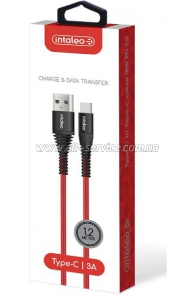 ���� ������ USB 2.0 AM to USB-C 1.2m Red Intaleo (1283126559464)
