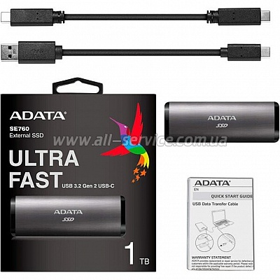 SSD  USB 3.2 256GB ADATA (ASE760-256GU32G2-CTI)