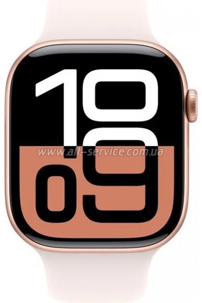 - Apple Watch Series 10 GPS 46mm Rose Gold Aluminium Case with Light Blush Sport Band - S/M (MWWT3QH/A)