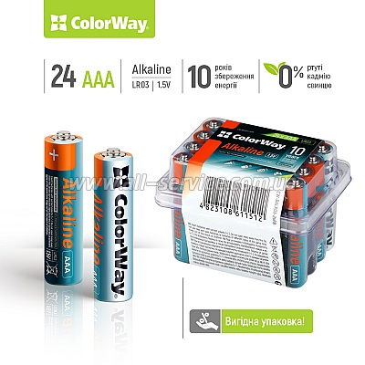  ColorWay AAA LR03 Alkaline Power * 24 plastic box (CW-BALR03-24PB)