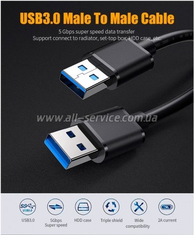 ���� ������ USB 3.0 AM/AM 2.0m 5Gbps black Essager (EXCAA-YTD01)