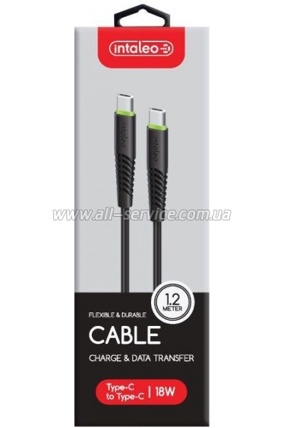 ���� ������ USB-C to USB-C 1.2m 18W black Intaleo (1283126501296)