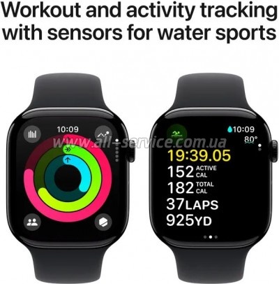 - Apple Watch Series 10 GPS 46mm Jet Black Aluminium Case with Black Sport Band - S/M (MWWP3QH/A)