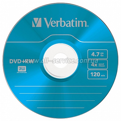  Verbatim DVD+RW 4.7 GB/120 min 4x Slim 5 (43297) Color