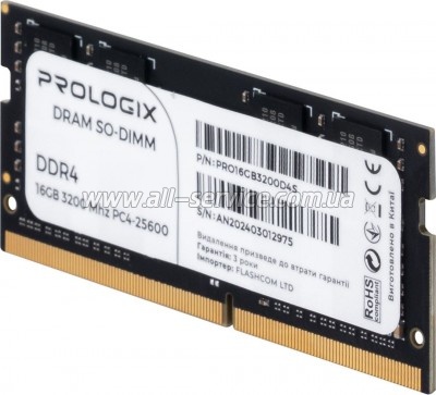 ������ ������ ��� �������� SoDIMM DDR4 16GB 3200 MHz Prologix (PRO16GB3200D4S)