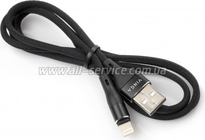 ���� ������ USB 2.0 AM to Lightning 1.0m cylindric nylon back Vinga (VCPDCLCANB1BK)