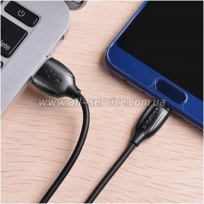 ���� ������ USB 2.0 AM to USB-C 1.0m 3A PVC BX19 black BOROFONE (6931474701794)