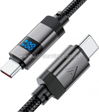 ���� ������ USB-C to USB-C 1.2m 60W digital display C15-03 Black Acefast (6974316283720)
