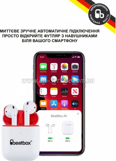�������� BeatBox PODS AIR 2 Wireless Charging White-Red (bbpair2wcwr)