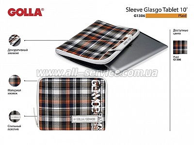   iPad/ iPad2 Golla SLEEVE SLIM G1306 GLASGO - plaid