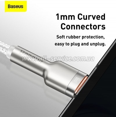 ���� ������ USB 3.1 AM to USB-C 2.0m 6.0A 66W Cafule Series Metal White Baseus (CAKF000202)