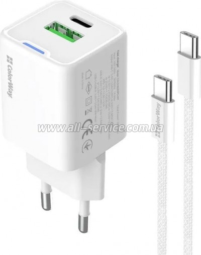 �������� ������� ColorWay GaN Mini 35W PD (CW-CHS055PDC-WT)