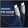 ���� ������ USB-C to USB-C 2.0m 5A aluminum gray Vention (TAEHH)