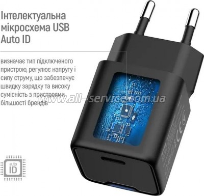 �������� ������� ColorWay GaN Mini 25W PD Port PPS USB-C black (CW-CHS052PD-BK)