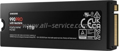  SSD M.2 2280 1TB 990 PRO with Heatsink Samsung (MZ-V9P1T0CW)