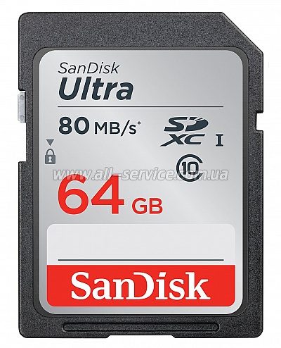   64GB SanDisk Ultra SDXC Class 10 UHS-I (SDSDUNC-064G-GN6IN)