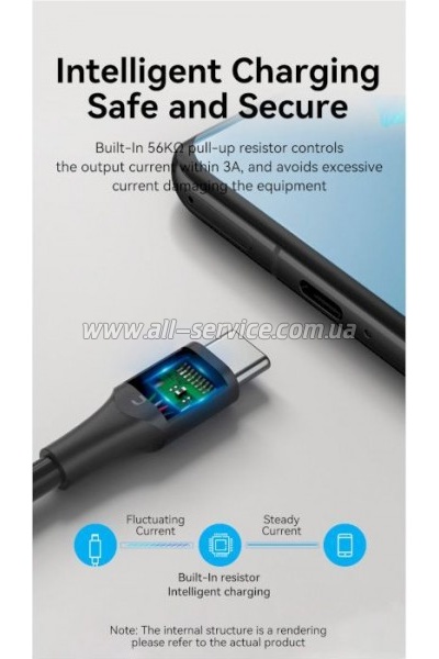 ���� ������ USB 2.0 AM to USB-C 3.0m 3.0A (18W) PVC black VENTION (CTHBI)