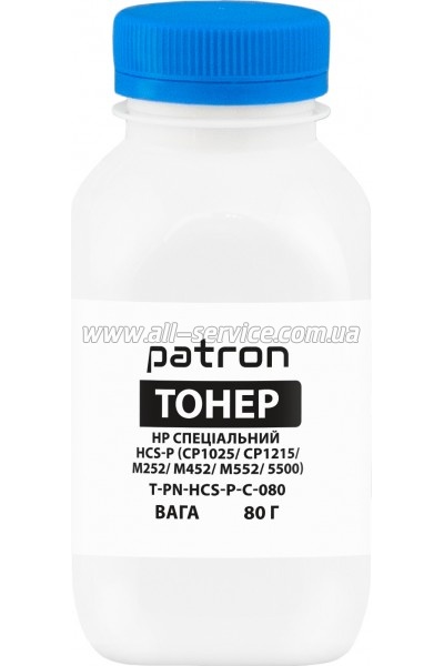 Тонер Patron HP CP1025/ CP1215/ M252/ M452/ M552/ Special Cyan бутль 80г (PN-HCS-P-C-080) Тонер Patron HP CP1025/ CP1215/ M252/ M452/ M552/ Special Cyan бутль 80г (PN-HCS-P-C-080)
