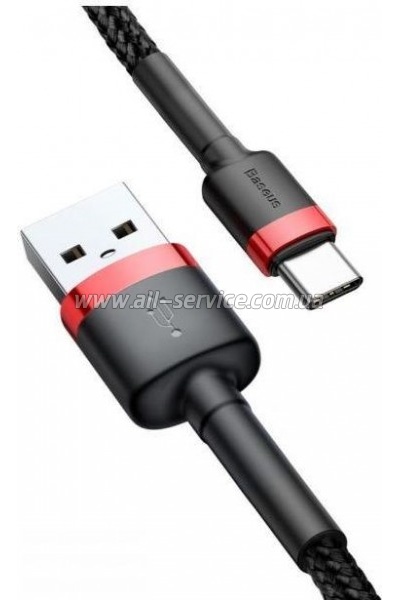 ���� ������ USB 2.0 AM to USB-C 1.0m Cafule 3A red black Baseus (CATKLF-B91)