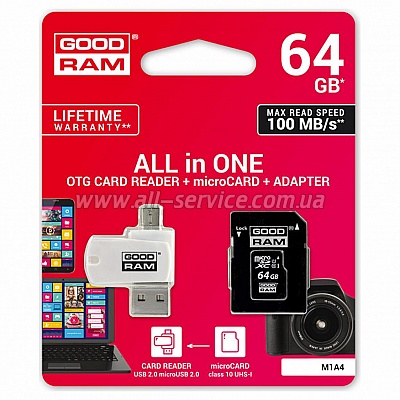   GOODRAM 64GB microSDXC class 10 UHS-I (M1A4-0640R12)