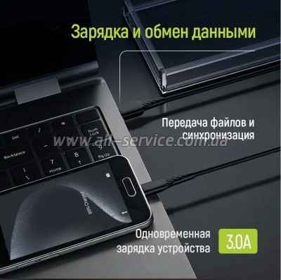���� ������ USB 2.0 AM to Micro 5P 1.0m 3A textured PVC black ColorWay (CW-CBUM094-BK)