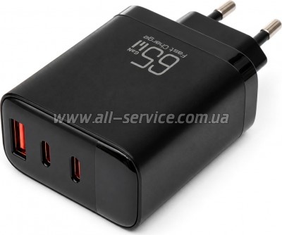 �������� ������� Vinga 2xUSB-C + USB-A Display 65W (VCR65ACCDB)