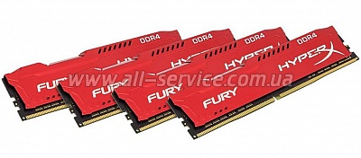  Kingston HyperX 32GB 2133MHz DDR4 CL14 DIMM 8gbx4 FURY Red (HX421C14FR2K4/32)