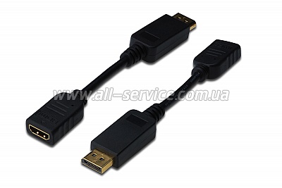  ASSMANN DisplayPort to HDMI AM/ AF 0.15m Black (AK-340408-001-S)