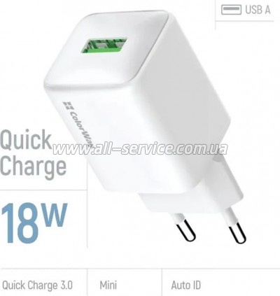 �������� ������� ColorWay USB QC3.0 18W white (CW-CHS063Q-WT)