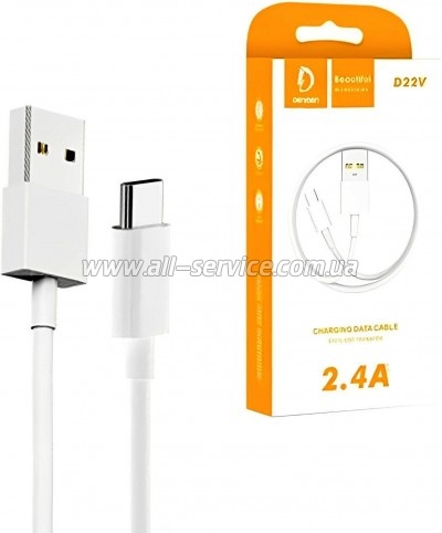 ���� ������ USB 2.0 AM to Micro 5P 1.0m 2.4A white Denmen (D22V-WH)