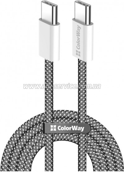 ���� ������ ColorWay USB-C to USB-C 2.0m PD Fast Charging 60W 3.0� black (CW-CBPDCC068-BK)