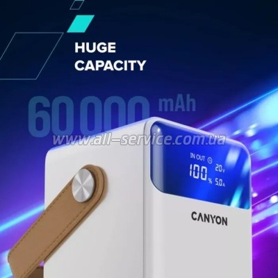   Canyon 60000mAh OnPower 610 PD/100W metal White (CNS-CPB610W)