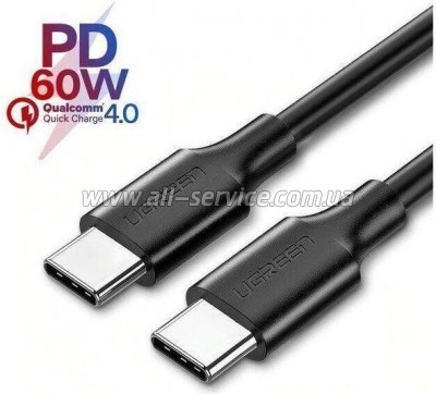 ���� ������ USB-C to USB-C 2.0m US286 3A Black Ugreen (10306)