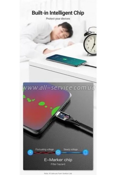 ���� ������ USB-C to USB-C 1.0m 5A aluminum gray Vention (TAEHF)