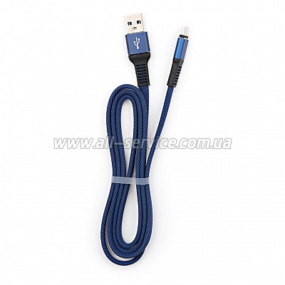   USB 2.0 AM to Micro 5P 1m flat nylon blue Vinga (VCPDCMFNB1B)