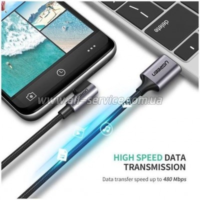 ���� ������ USB 2.0 AM to USB-C 1.0m US284 Angled Black Ugreen (50941)