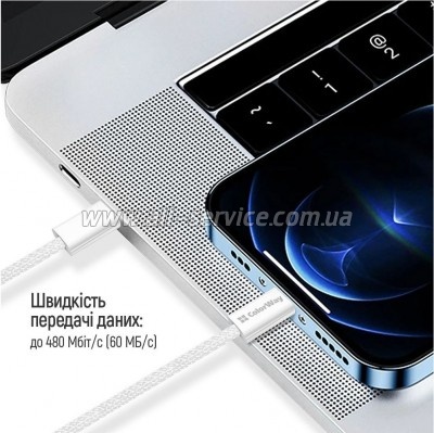 ���� ������ ColorWay USB-C to USB-C 2.0m PD 60W grey (CW-CBPDCC068-GR)