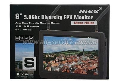  HD FPV 9" HIEE HDRM908 1024x600   5.8GHz 32 + 