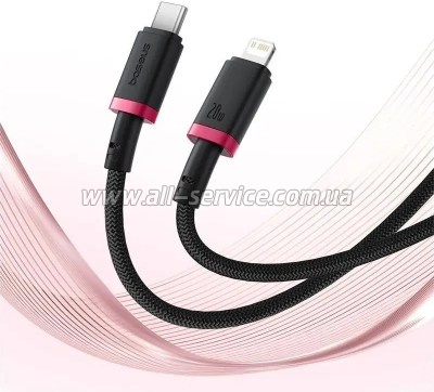 ���� ������ USB-C to Lightning 2.0m 20W red+black Baseus (P10377800U01-03)