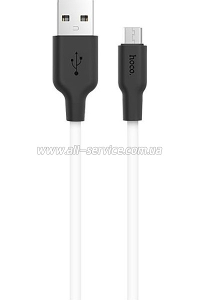 ���� ������ USB 2.0 AM to Micro 5P 1.0m 2A silicone X21 black+white HOCO (6957531071389)