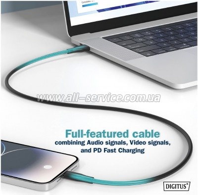���� ������ USB-C to USB-C 2.0m USB 4.0 Gen2 20G 240W 8K silicone black Digitus (AK-300344-020-S)