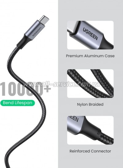���� ������ USB-C to USB-C 3.0m 5A 100W US316 Black Ugreen (90120)