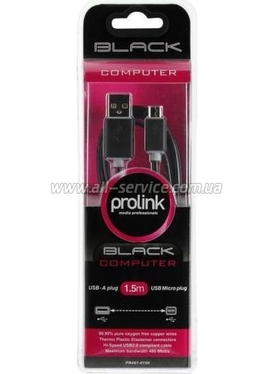 ���� ������ USB 2.0 AM to Micro 5P 1.5m Prolink (PB487-0150)