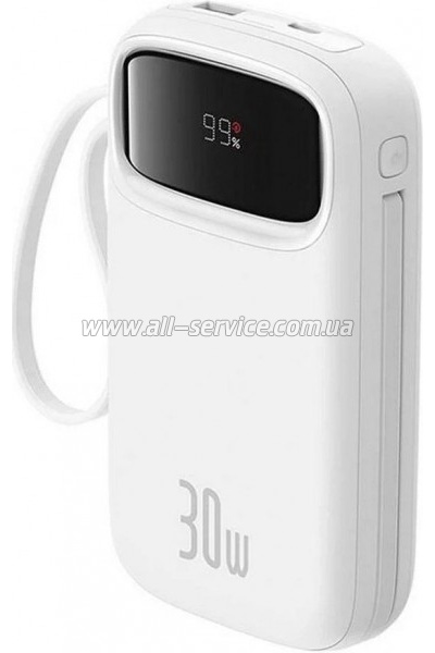   Baseus QPow2 20000mAh 30W, with 2*Type-C Cable, White (P10055009213-00)