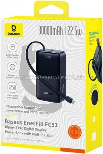������� ������������� Baseus EnerFill FC51 Bipow2 Pro 30000mAh PD 22.5W black (E0028100)